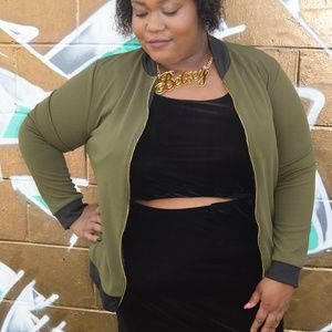 Knit Olive Bomber Jacket